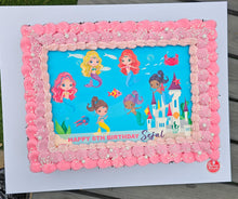 Load image into Gallery viewer, Mermaid Themed Children's Birthday Cake (Edible Image)