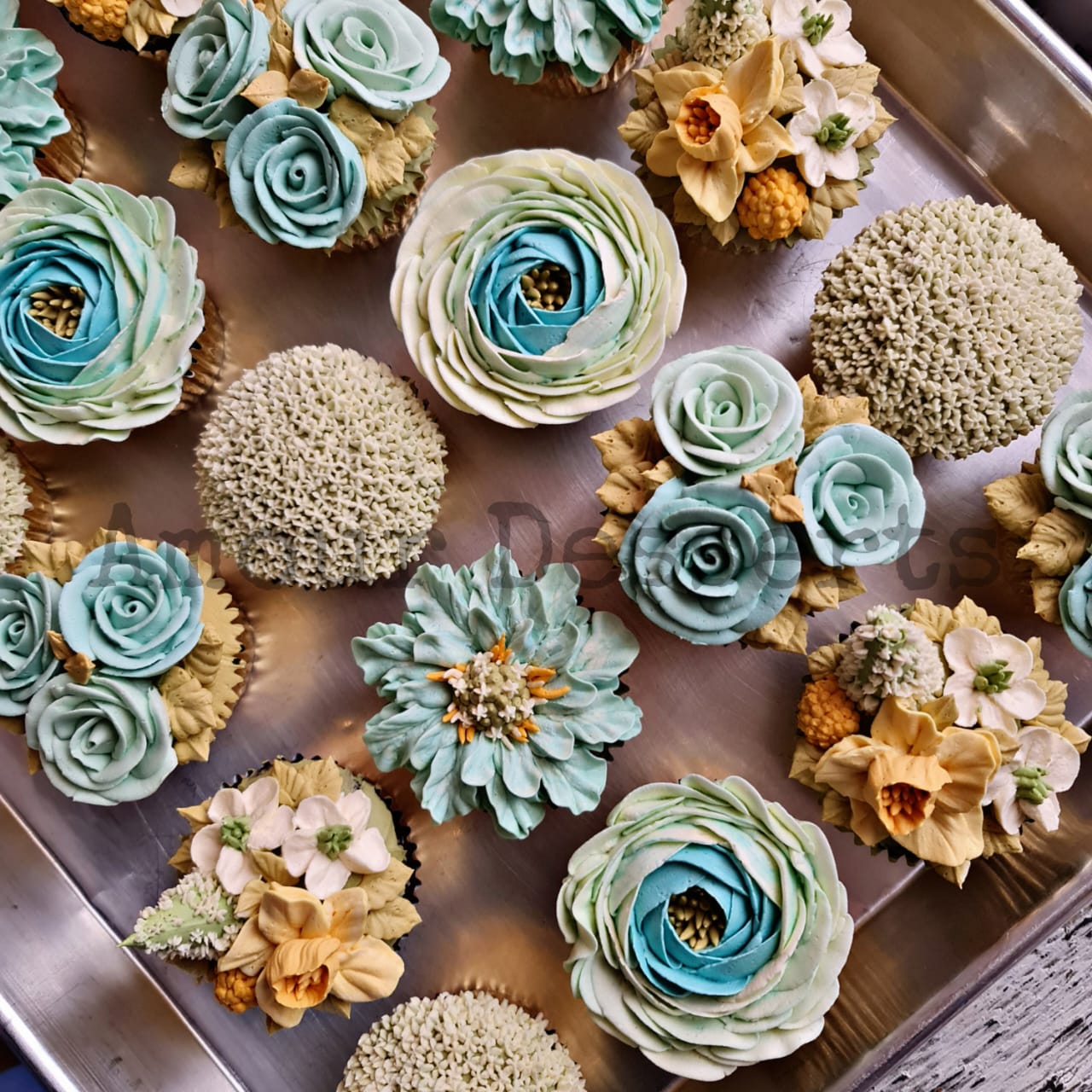 Floral cupcakes for a baby shower or new baby celebration