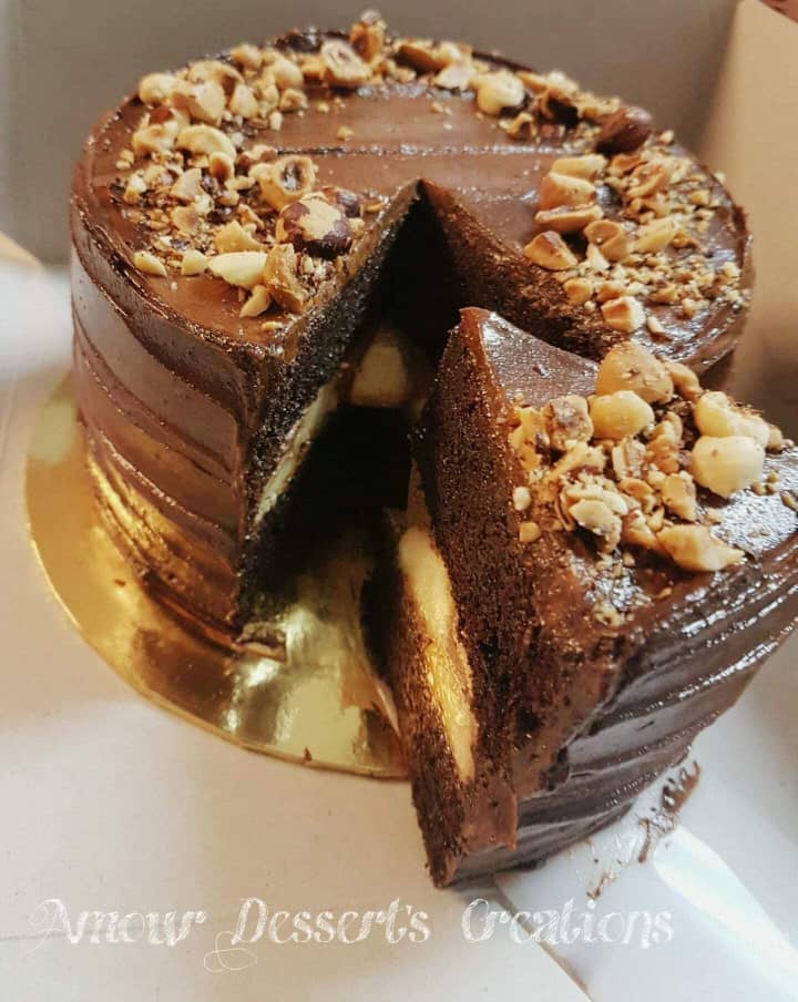 Caramelized Banana Chocolate Cake with Nutella Buttercream