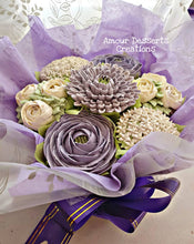 Load image into Gallery viewer, Purple &amp; White Edible Floral Bouquet
